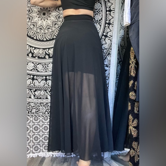 Faust maxi skirt A-shape France Paris vintage very long size S black - Picture 12 of 13